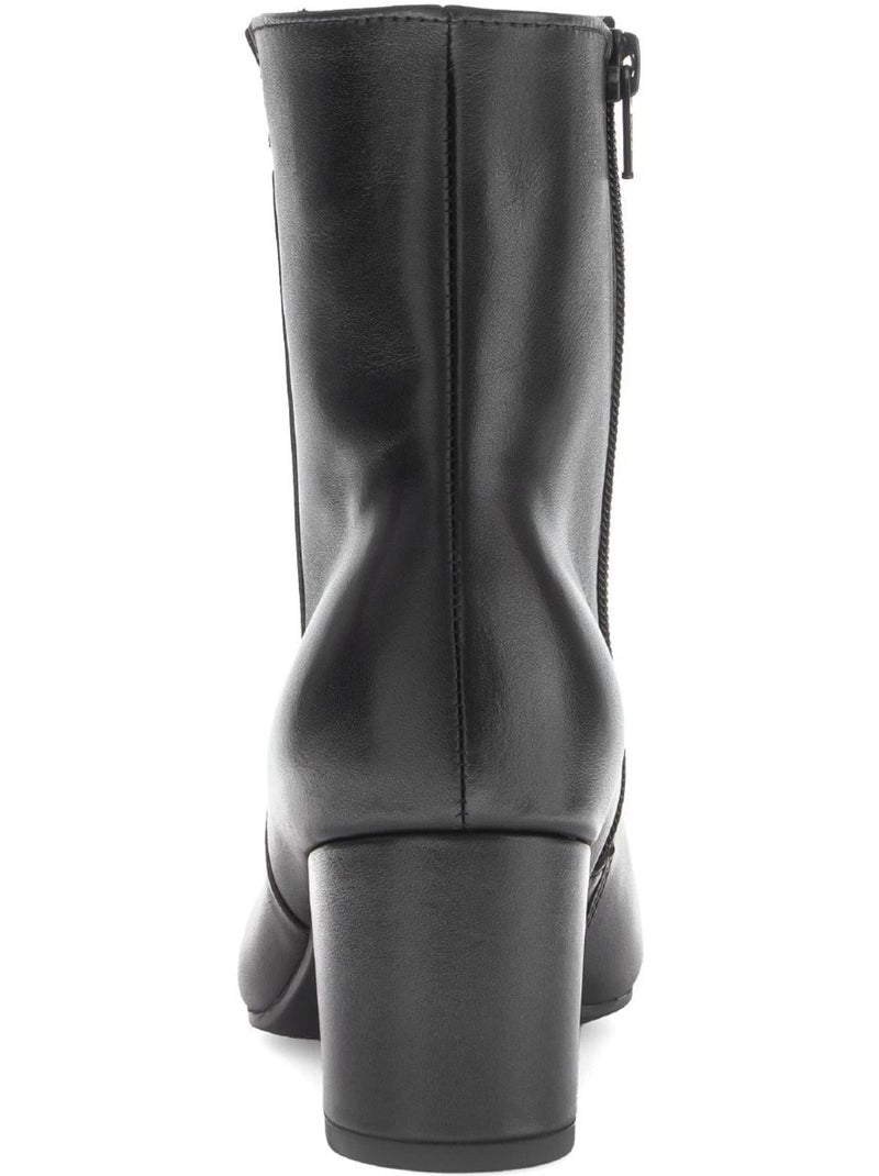 Bottines  en cuir lisse Noir Noir - Kiabi