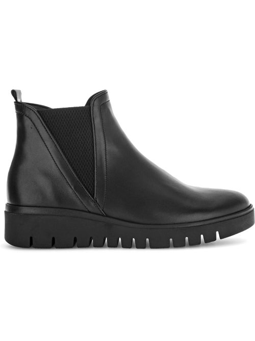 Bottines  en cuir lisse - Kiabi