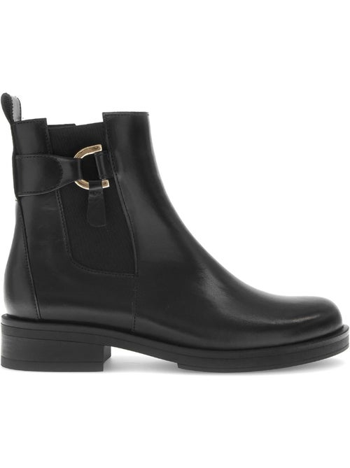 Bottines  en cuir lisse - Kiabi