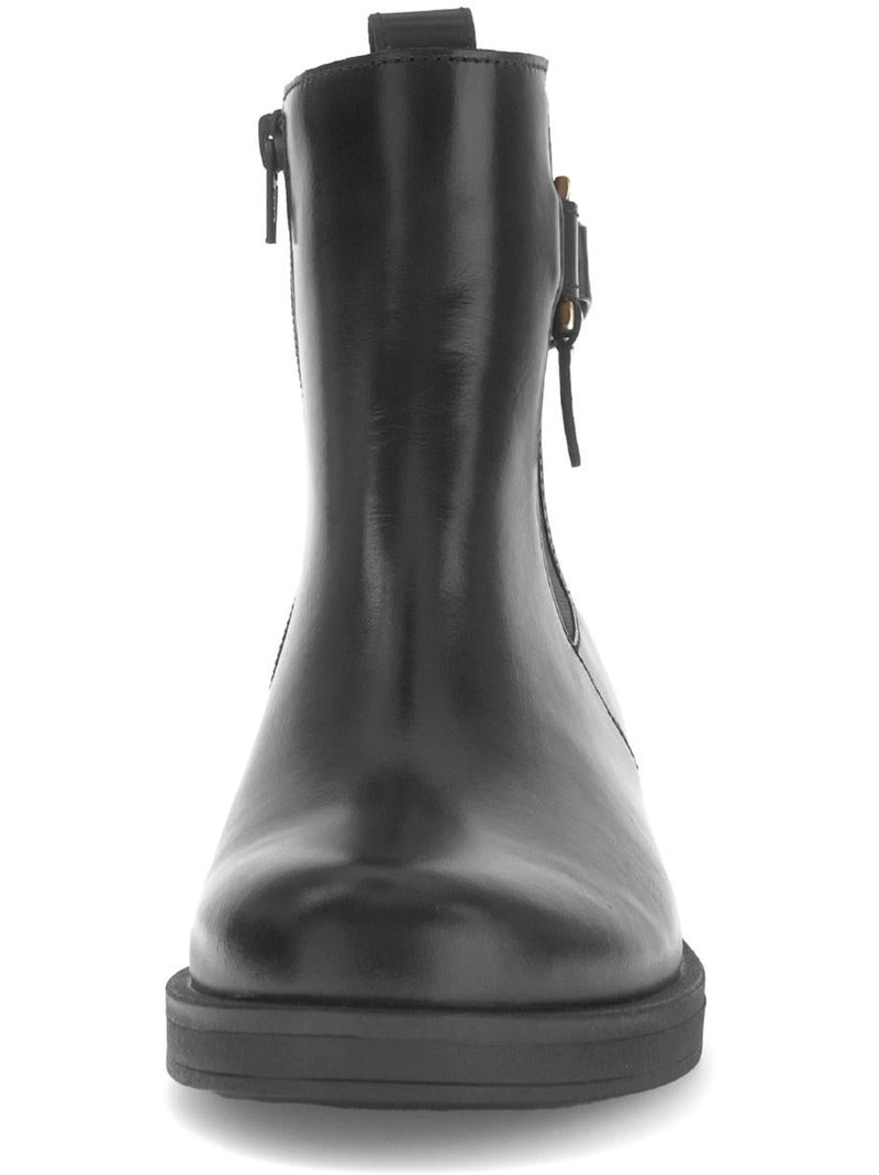 Bottines  en cuir lisse Noir Noir - Kiabi