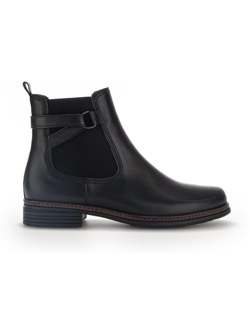 Bottines  en cuir lisse - Kiabi