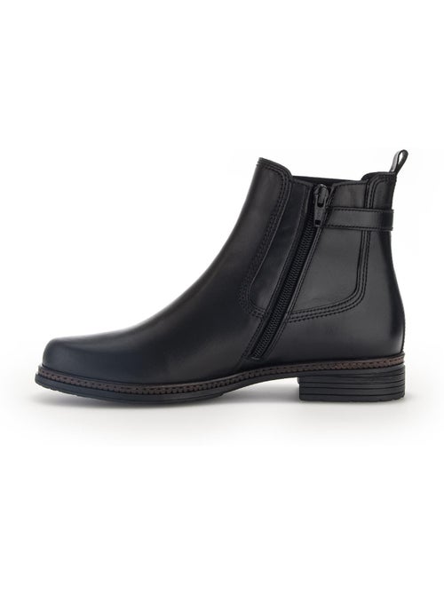 Bottines  en cuir lisse - Kiabi