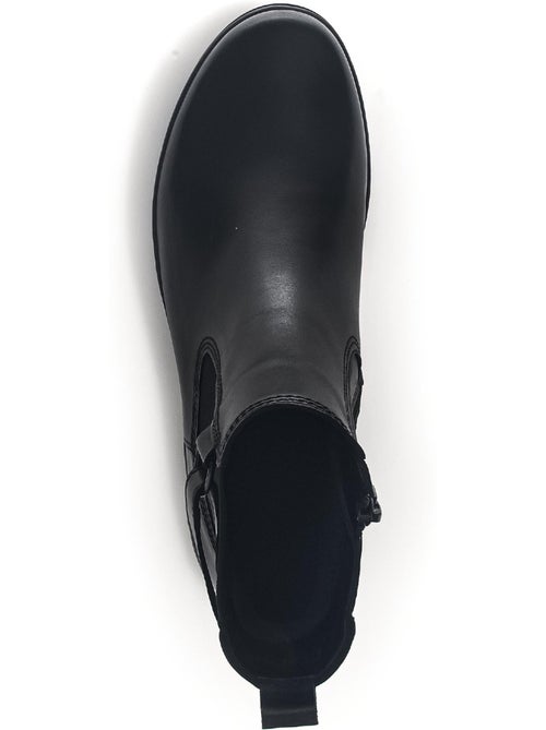 Bottines  en cuir lisse - Kiabi