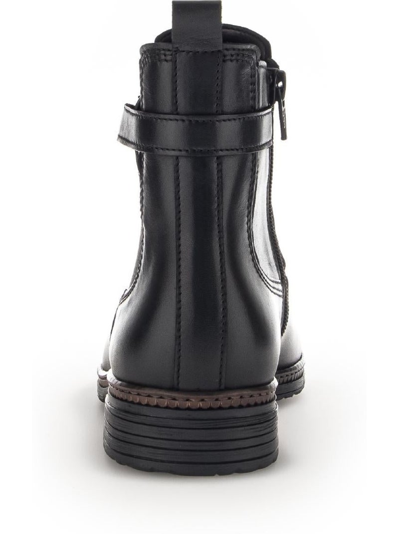 Bottines  en cuir lisse Noir Noir - Kiabi