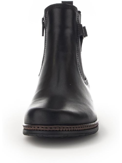 Bottines  en cuir lisse - Kiabi