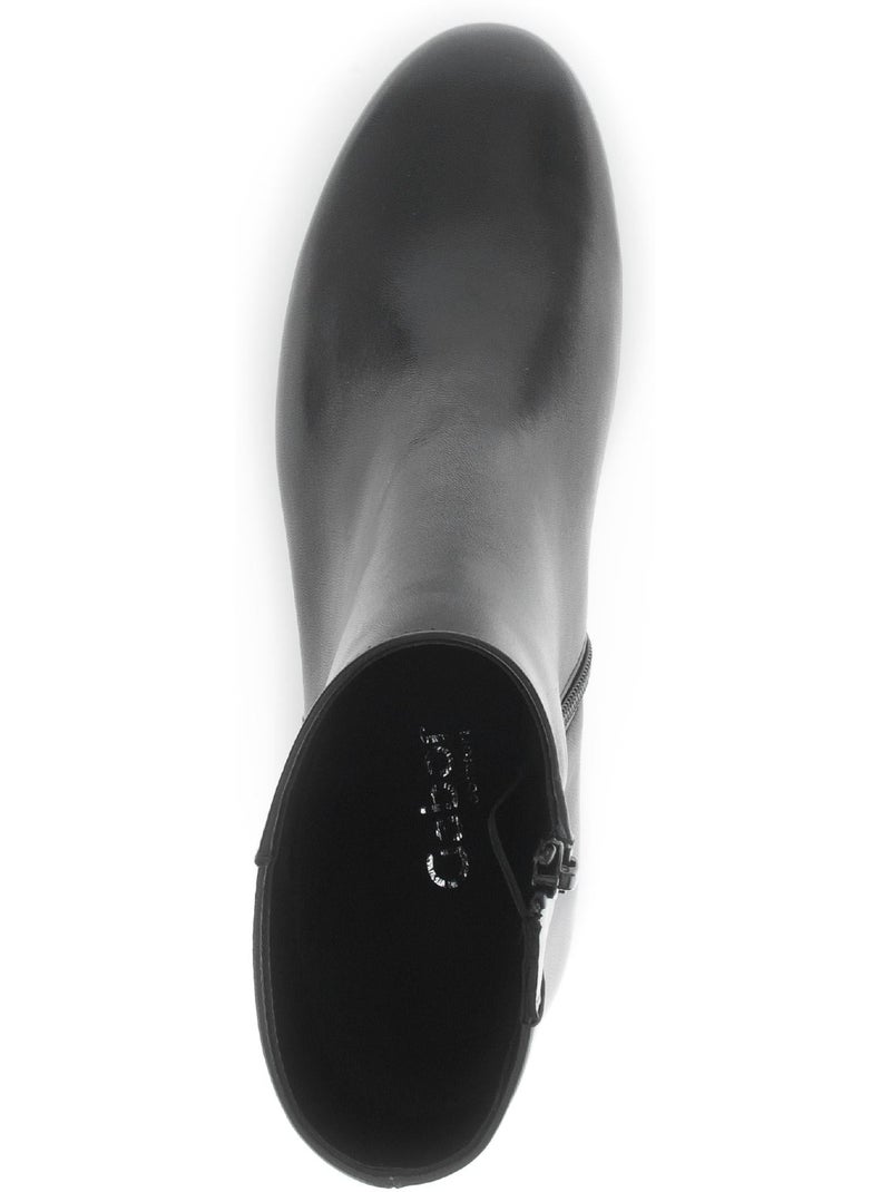 Bottines  en cuir lisse Noir Noir - Kiabi