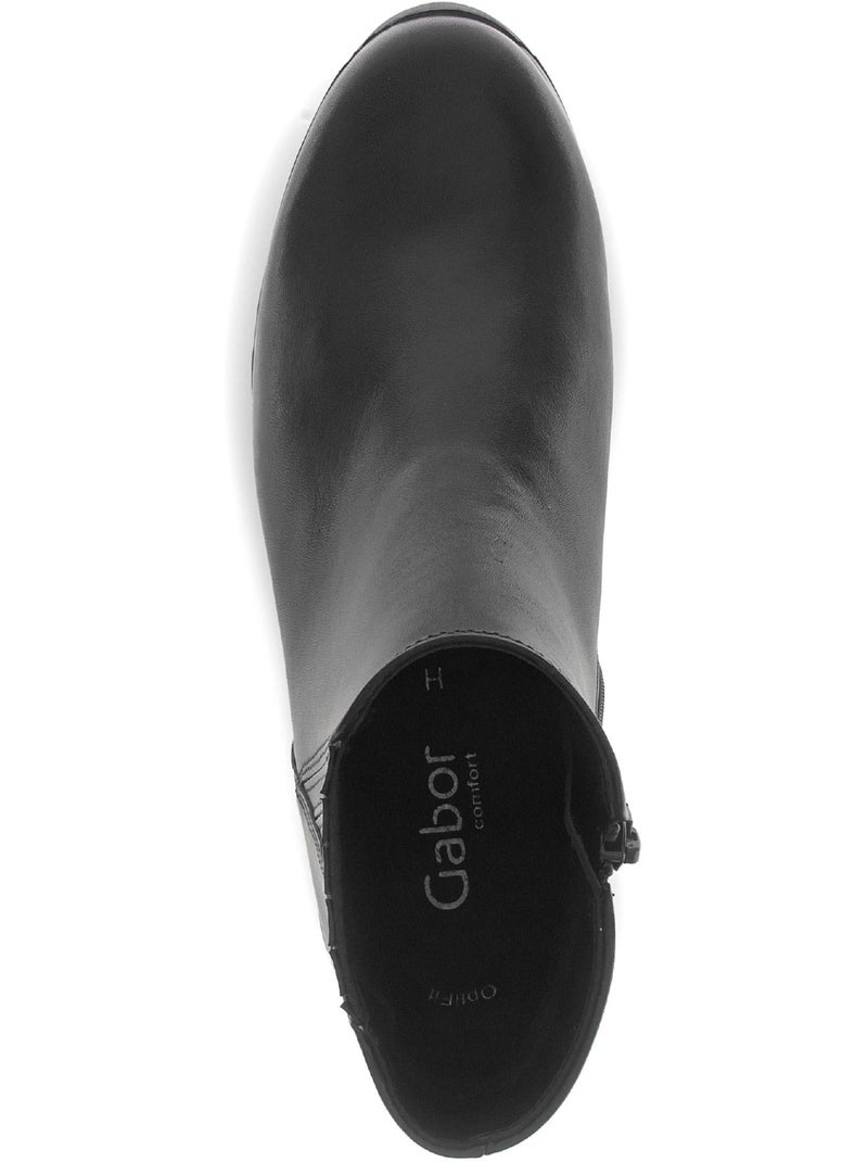 Bottines  en cuir lisse Noir Noir - Kiabi