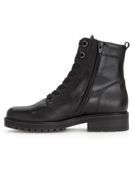 Bottines  en cuir lisse - Kiabi