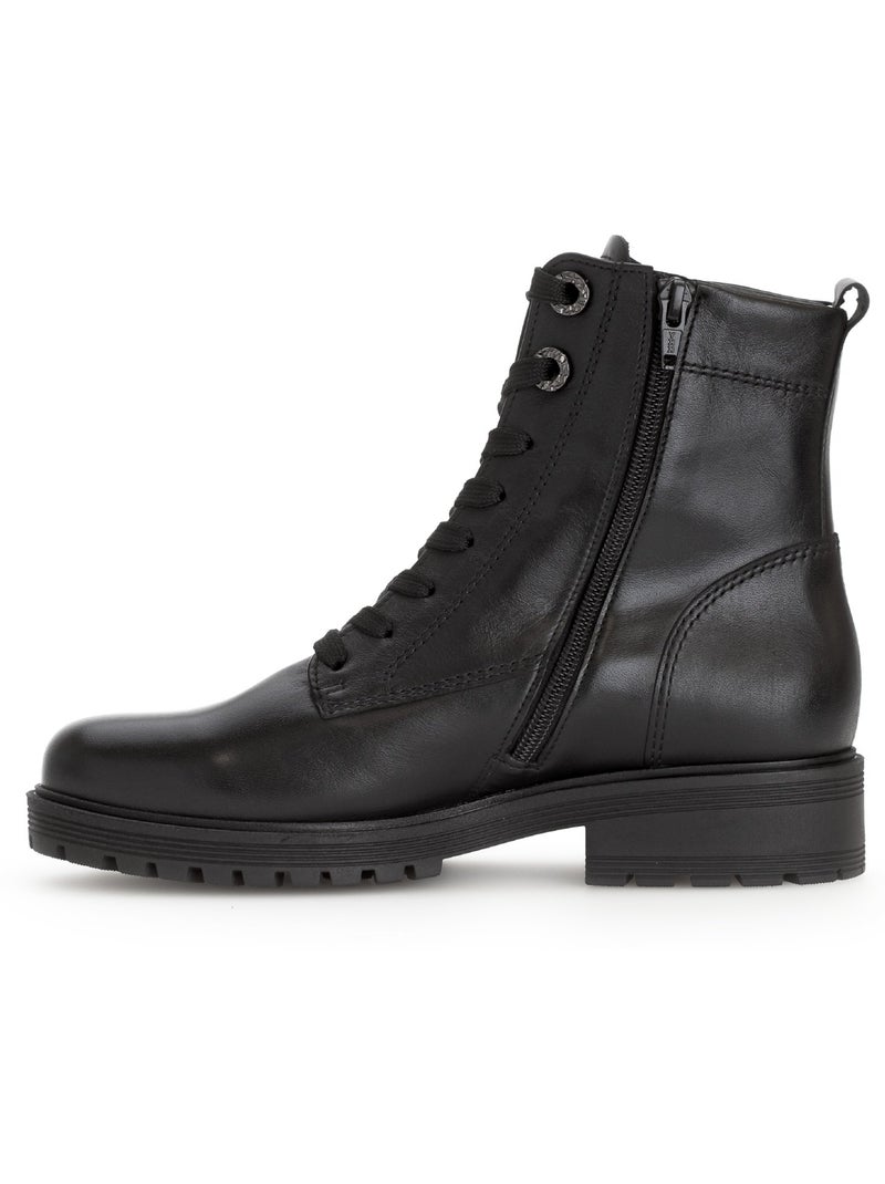 Bottines  en cuir lisse Noir Noir - Kiabi