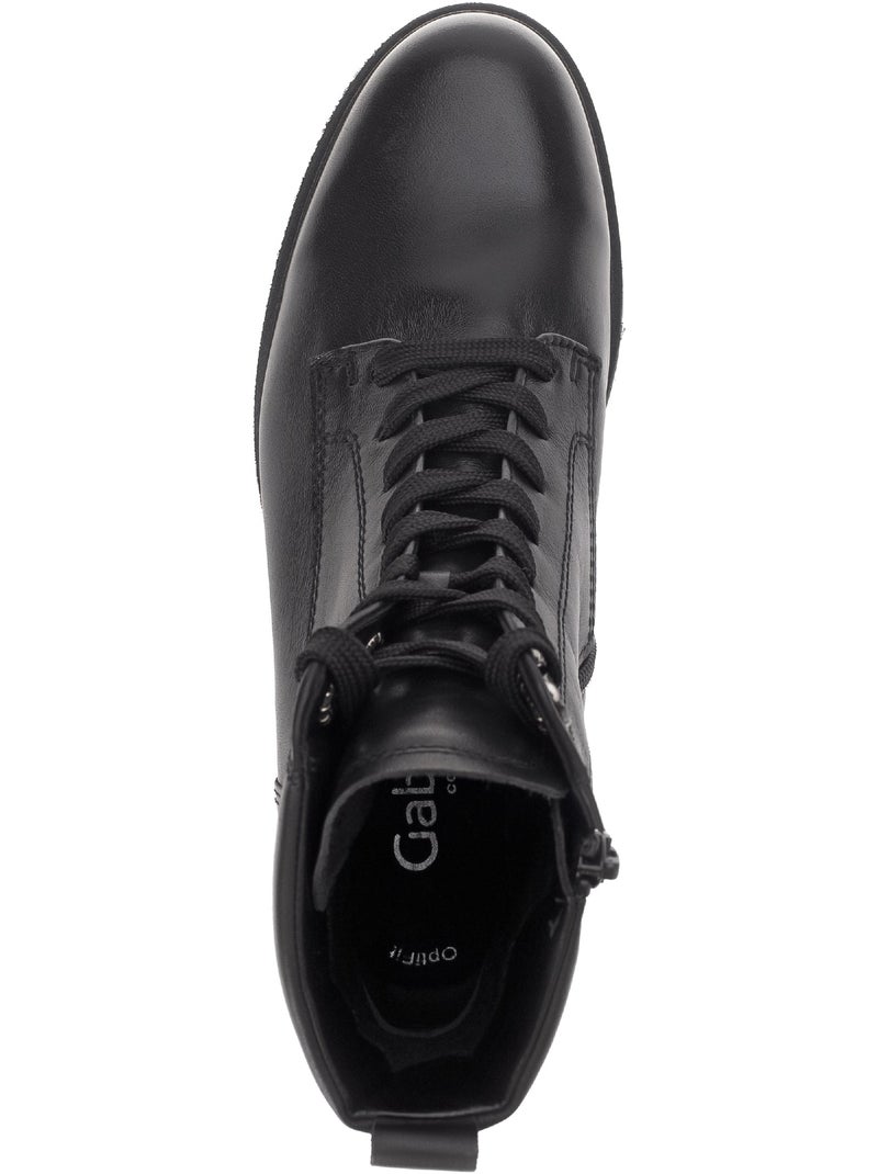 Bottines  en cuir lisse Noir Noir - Kiabi