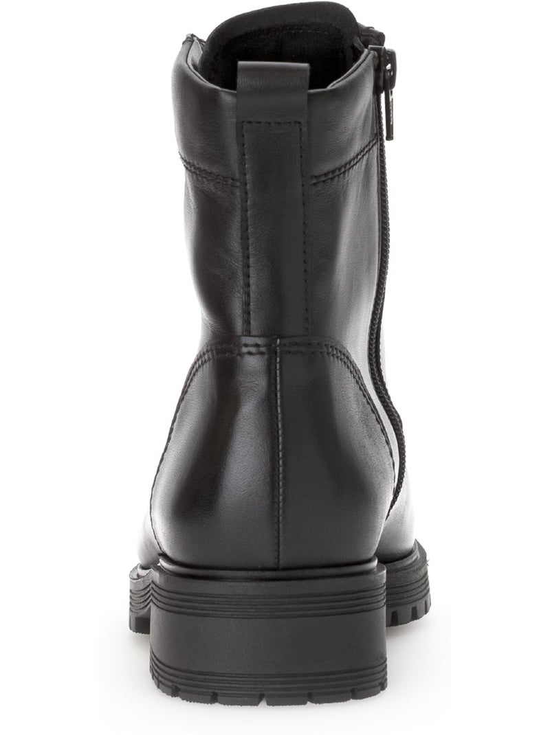 Bottines  en cuir lisse Noir Noir - Kiabi