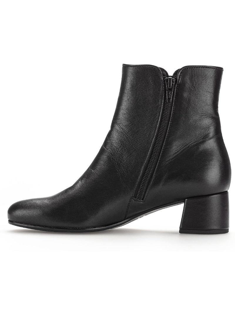 Bottines  en cuir lisse Noir Noir - Kiabi