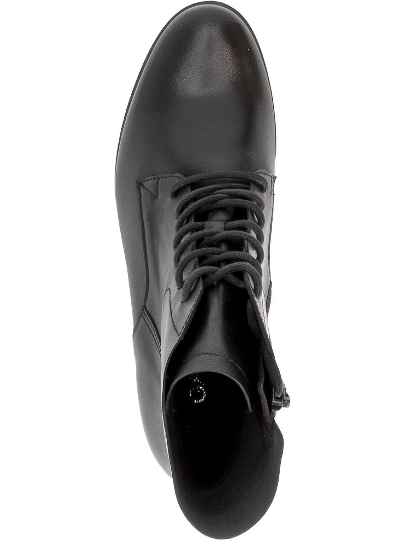Bottines  en cuir lisse Noir Noir - Kiabi