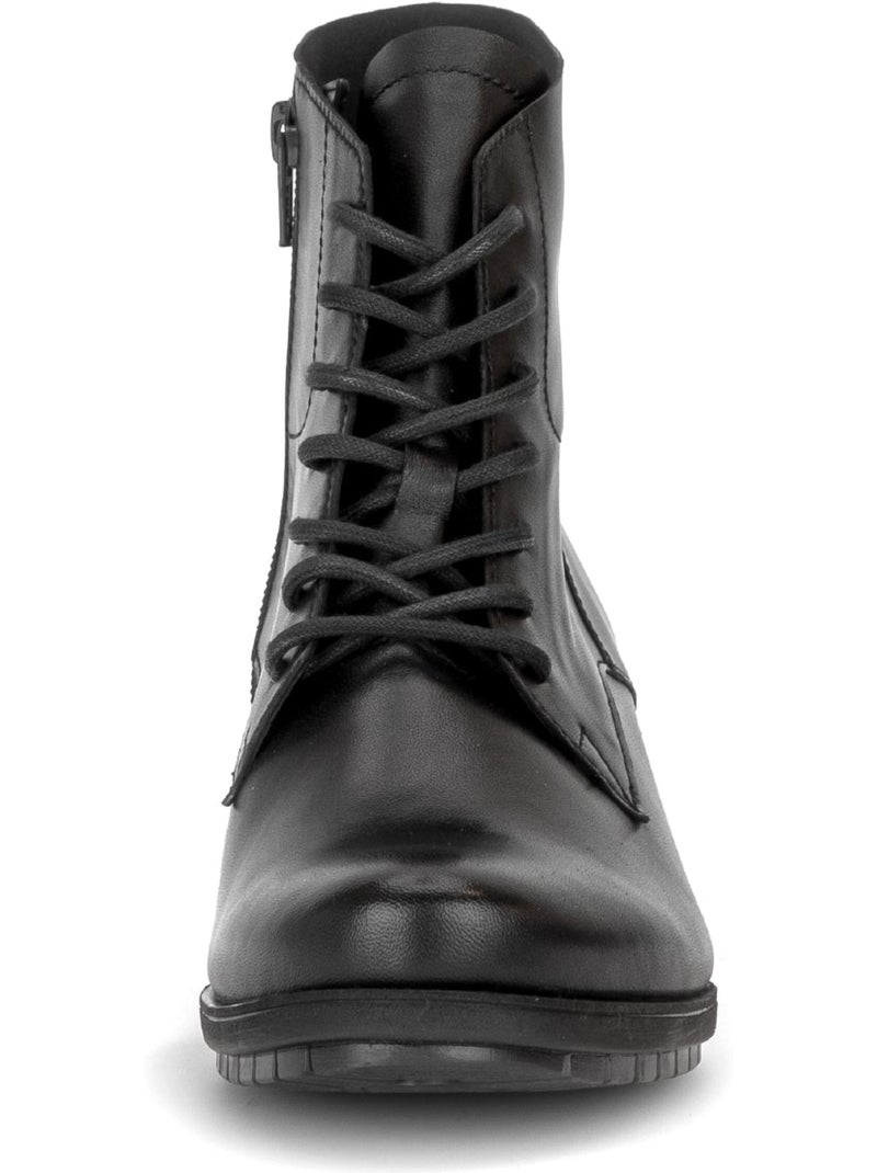 Bottines  en cuir lisse Noir Noir - Kiabi