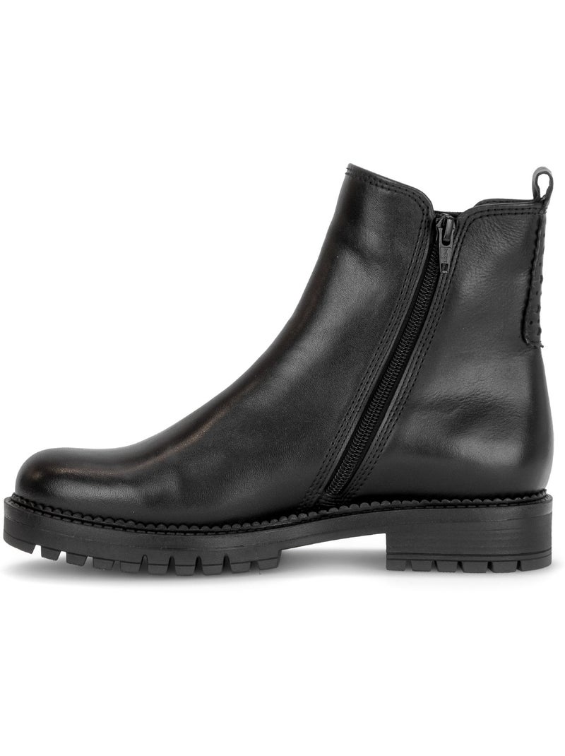 Bottines  en cuir lisse Noir Noir - Kiabi