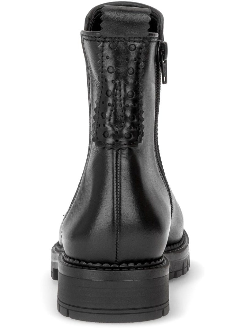 Bottines  en cuir lisse Noir Noir - Kiabi