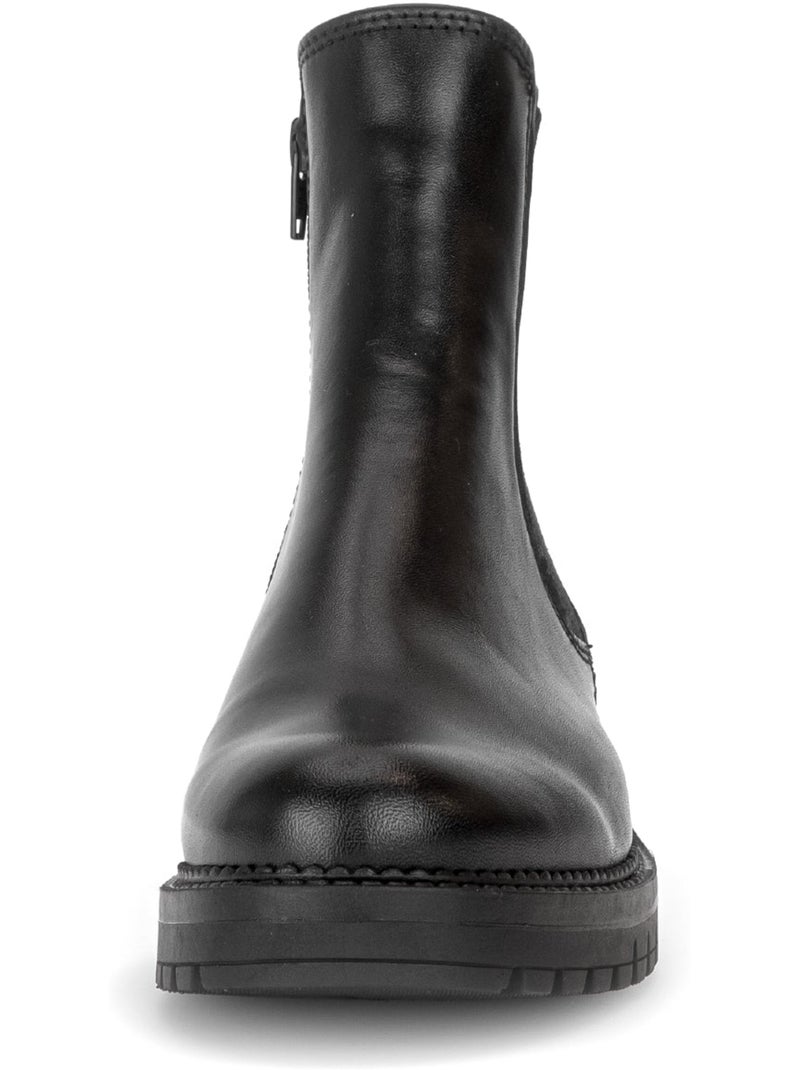 Bottines  en cuir lisse Noir Noir - Kiabi