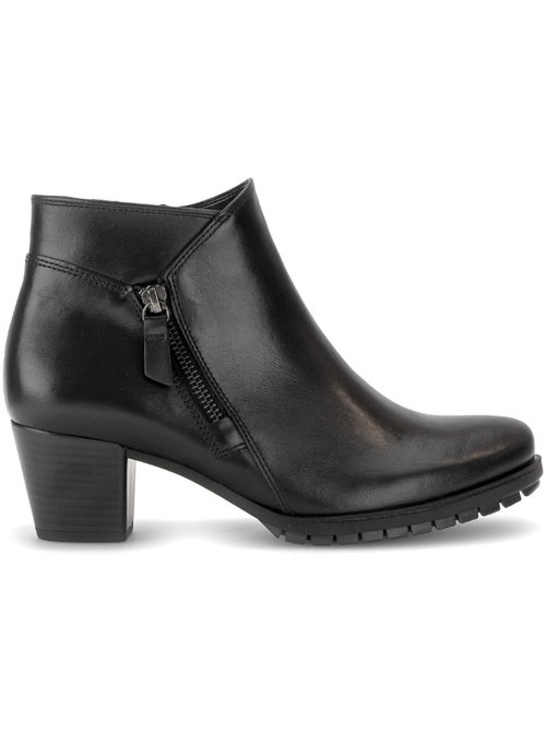 Bottines  en cuir lisse - Kiabi