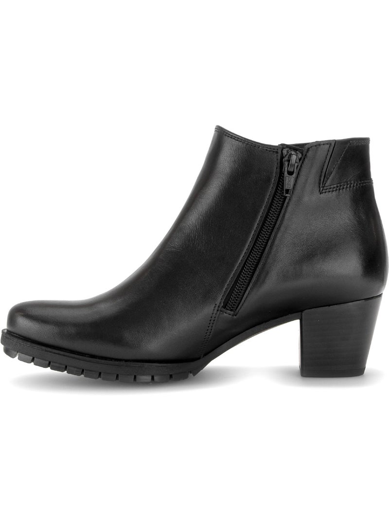 Bottines  en cuir lisse Noir Noir - Kiabi