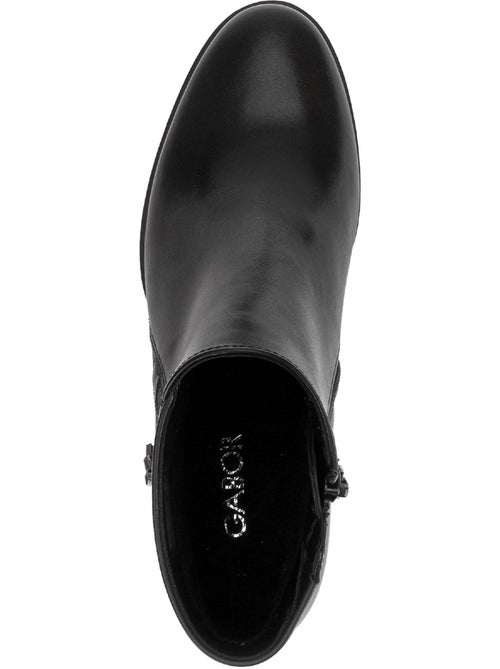 Bottines  en cuir lisse - Kiabi