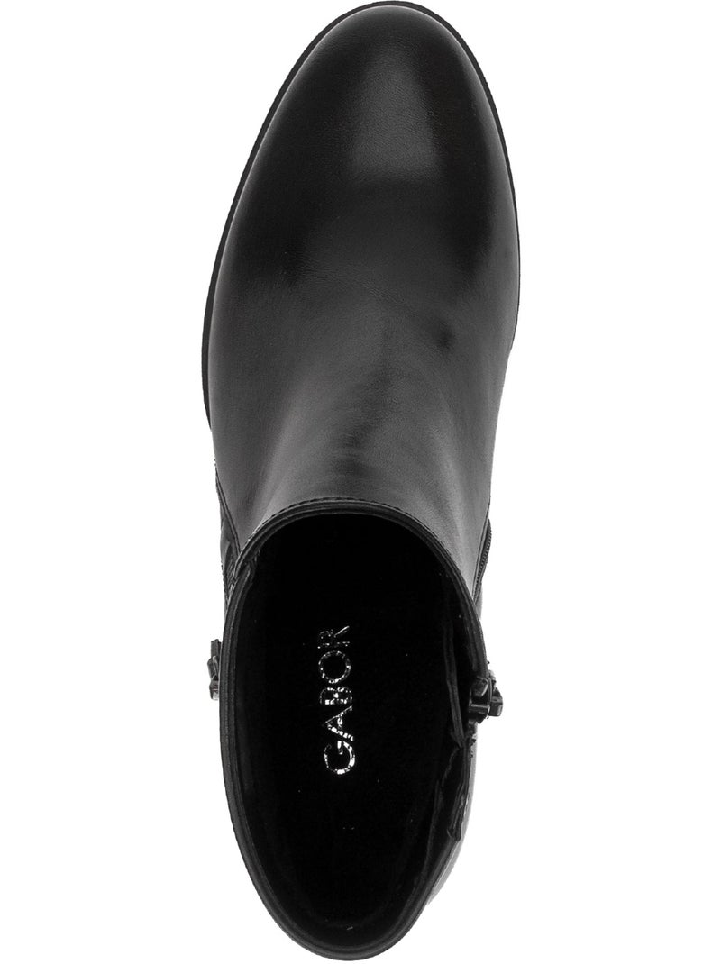Bottines  en cuir lisse Noir Noir - Kiabi