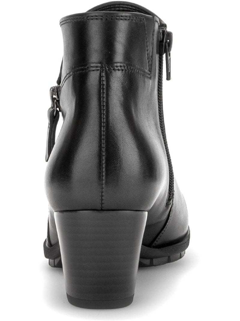Bottines  en cuir lisse Noir Noir - Kiabi