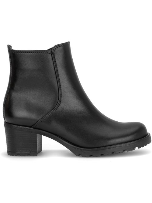 Bottines  en cuir lisse - Kiabi