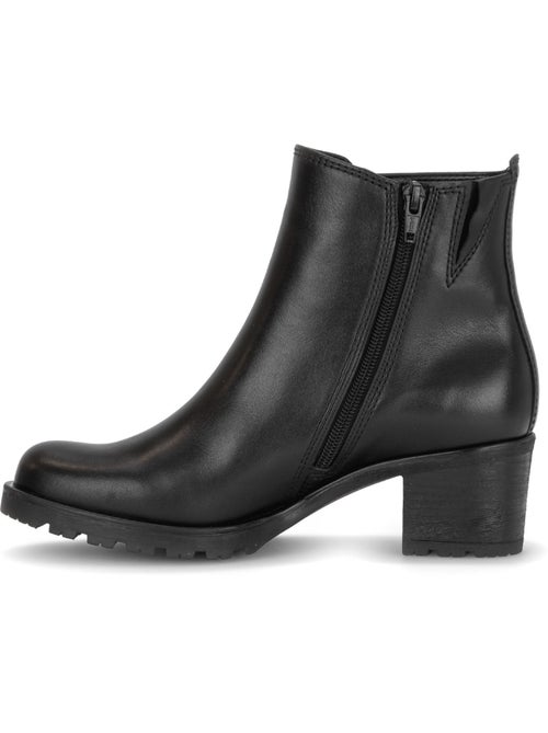 Bottines  en cuir lisse - Kiabi