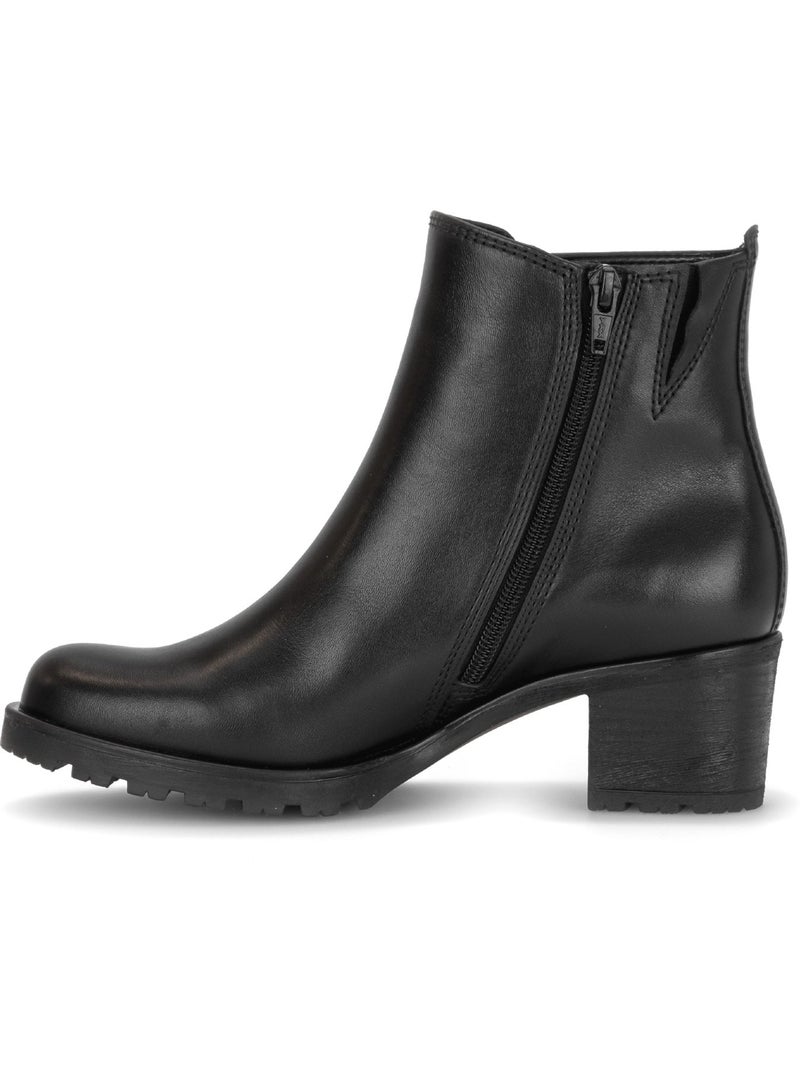 Bottines  en cuir lisse Noir Noir - Kiabi