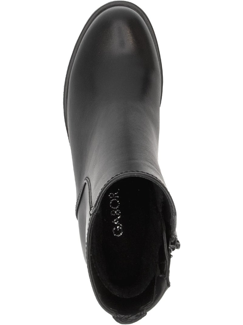 Bottines  en cuir lisse Noir Noir - Kiabi