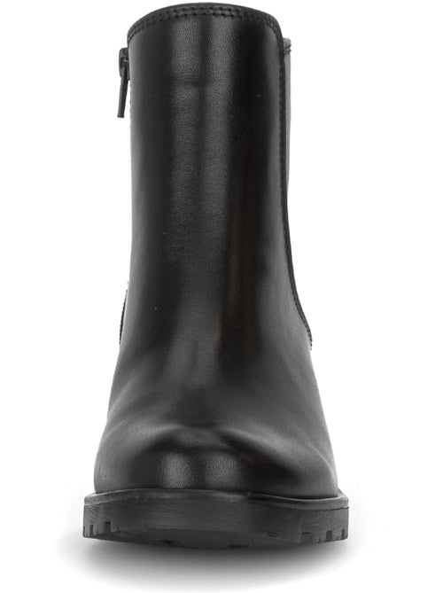 Bottines  en cuir lisse - Kiabi