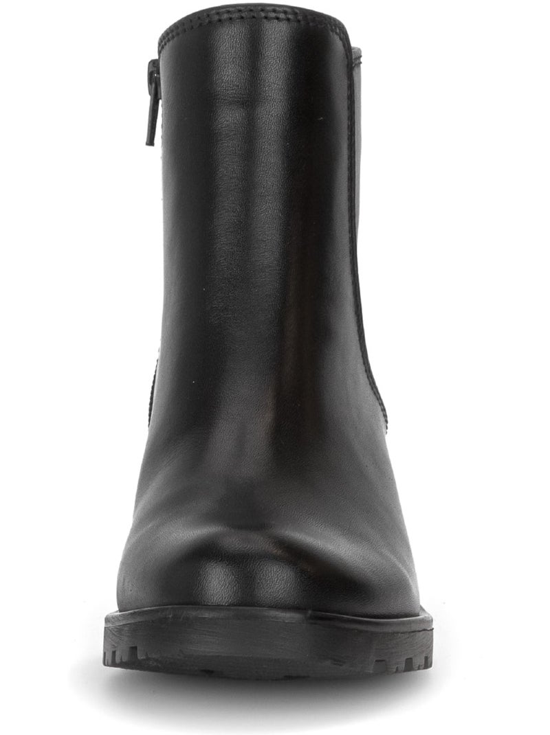 Bottines  en cuir lisse Noir Noir - Kiabi