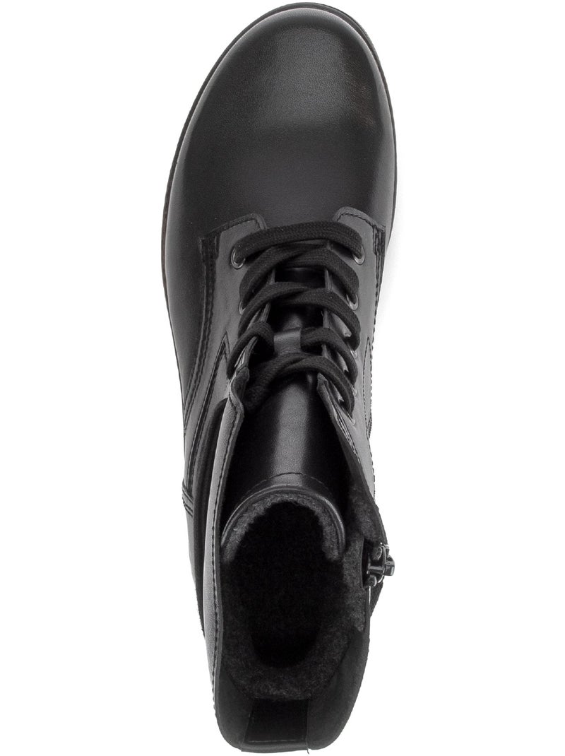 Bottines  en cuir lisse Noir Noir - Kiabi