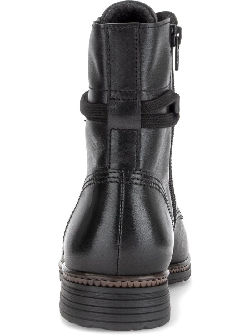 Bottines  en cuir lisse Noir Noir - Kiabi