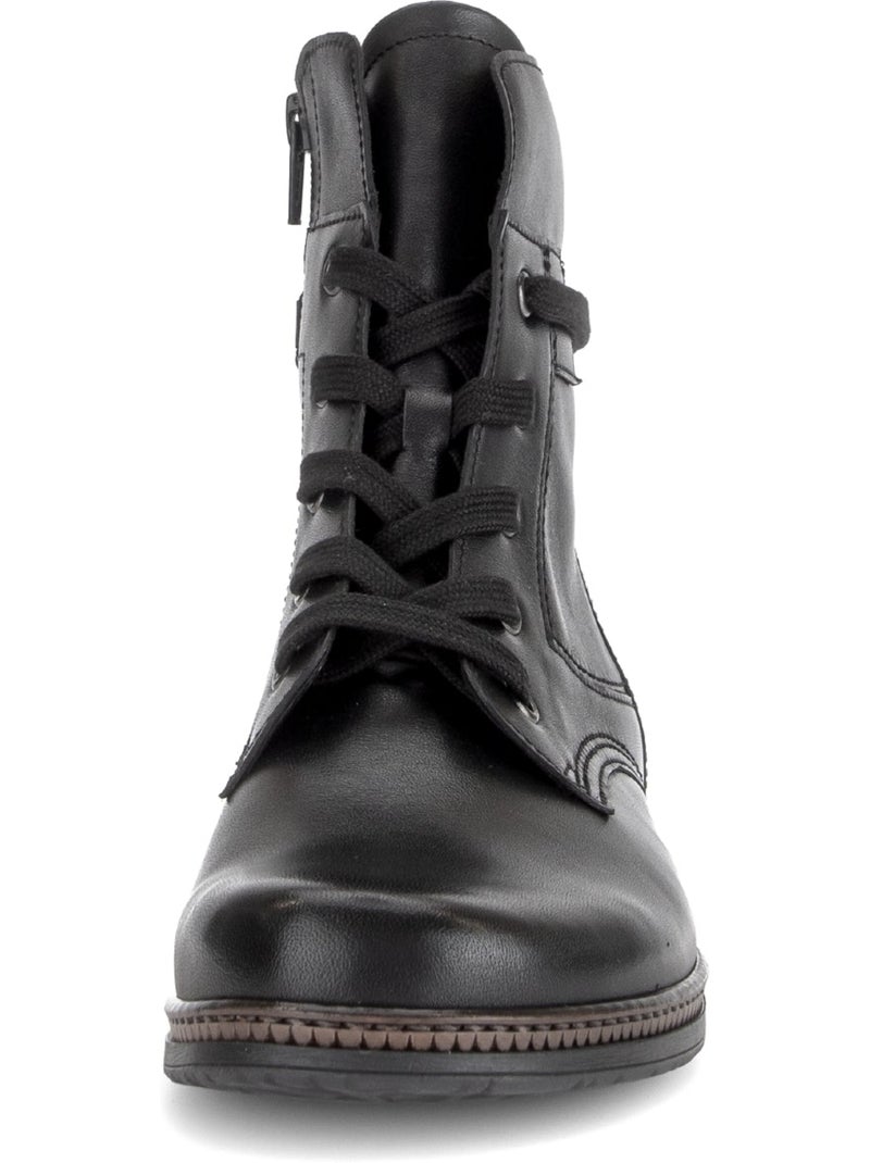Bottines  en cuir lisse Noir Noir - Kiabi