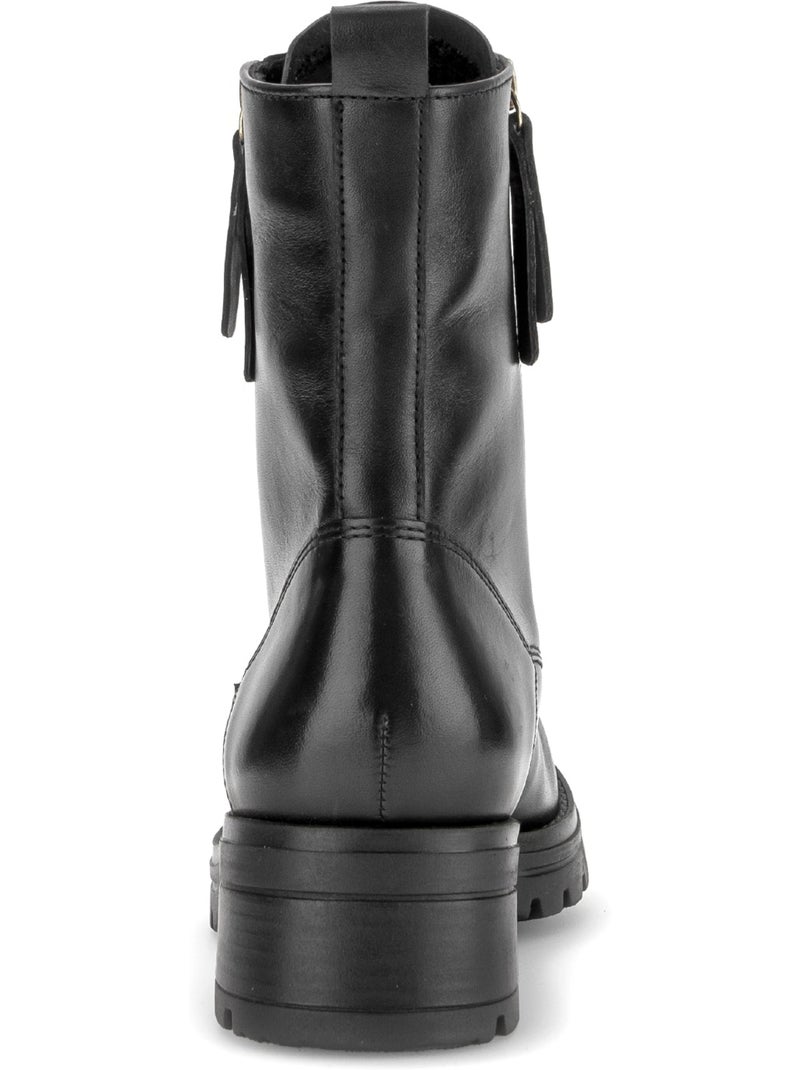 Bottines  en cuir lisse Noir Noir - Kiabi