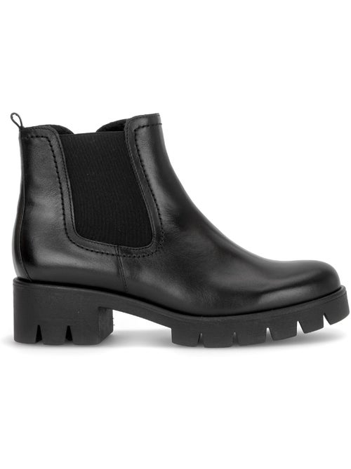 Bottines  en cuir lisse - Kiabi