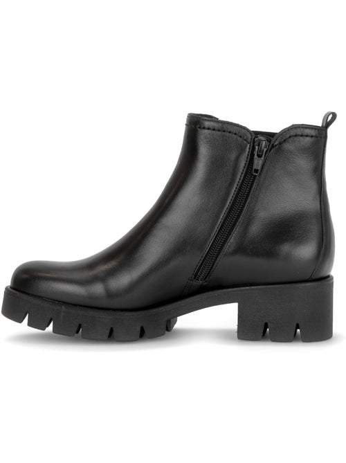 Bottines  en cuir lisse - Kiabi