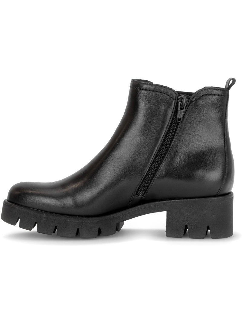 Bottines  en cuir lisse Noir Noir - Kiabi