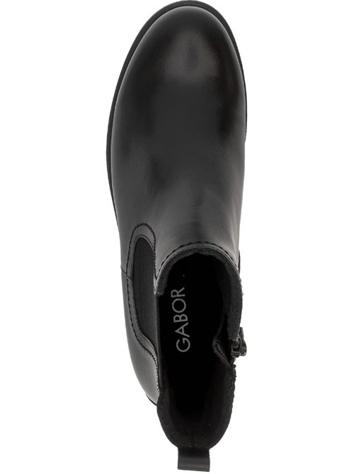 Bottines  en cuir lisse - Kiabi