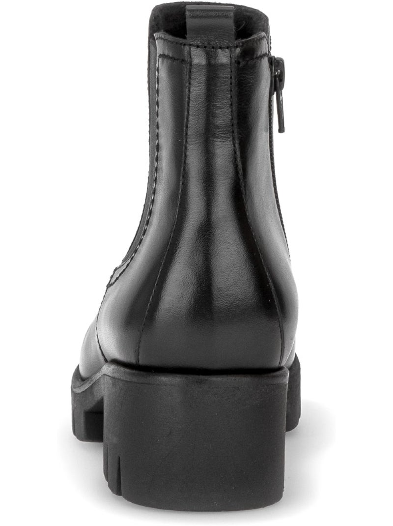 Bottines  en cuir lisse Noir Noir - Kiabi