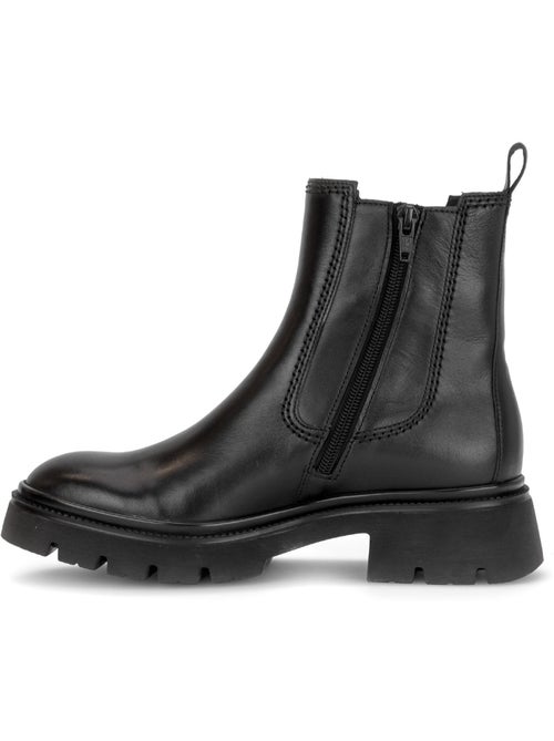 Bottines  en cuir lisse - Kiabi