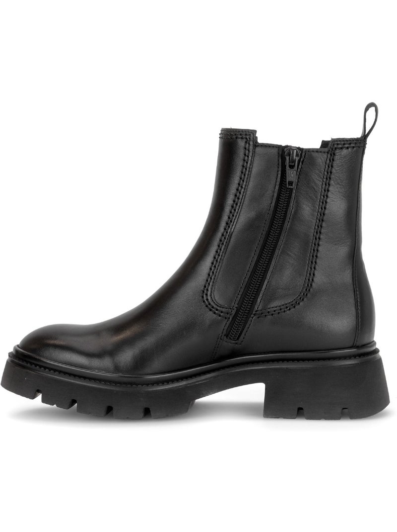 Bottines  en cuir lisse Noir Noir - Kiabi