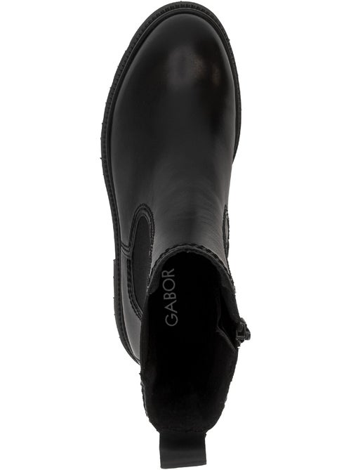 Bottines  en cuir lisse - Kiabi