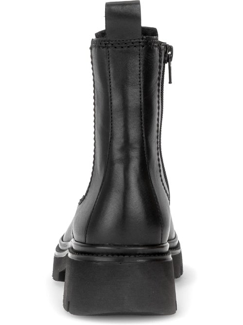 Bottines  en cuir lisse - Kiabi