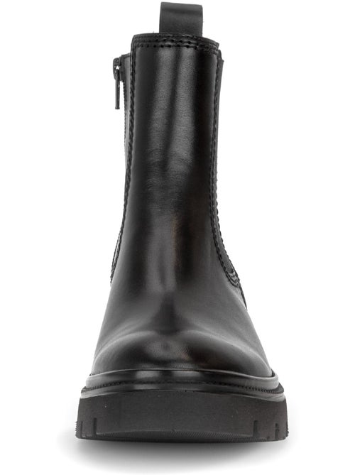 Bottines  en cuir lisse - Kiabi