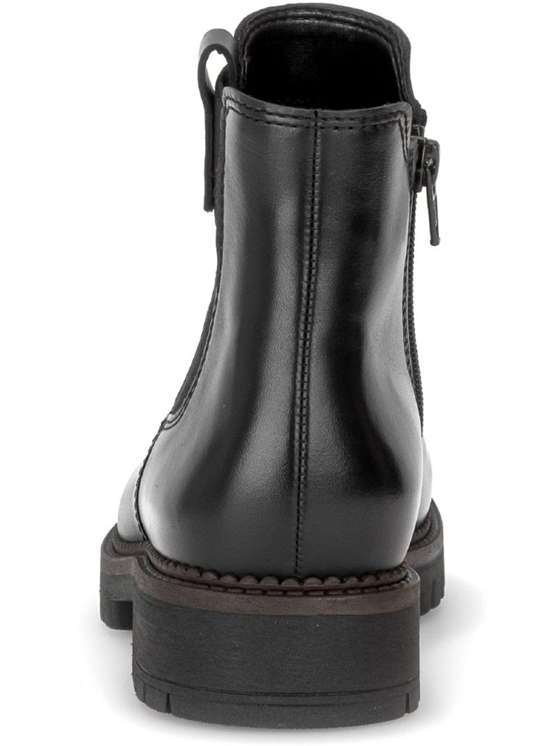 Bottines  en cuir lisse Noir Noir - Kiabi