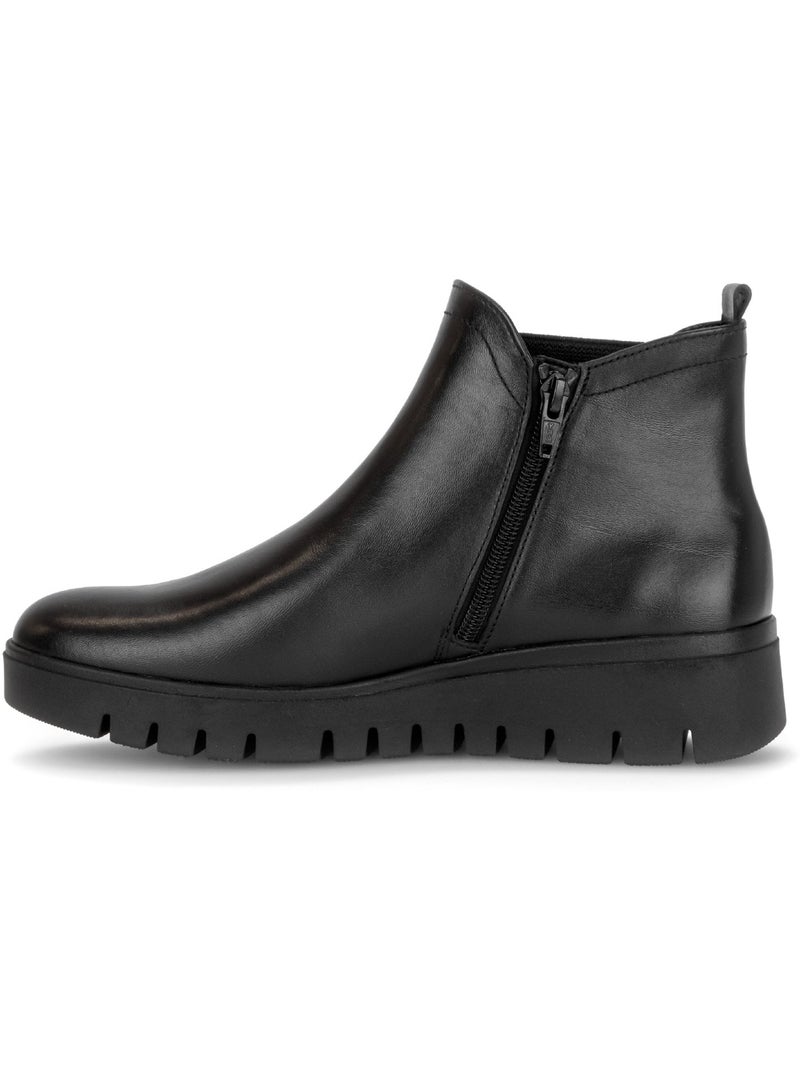 Bottines  en cuir lisse Noir Noir - Kiabi