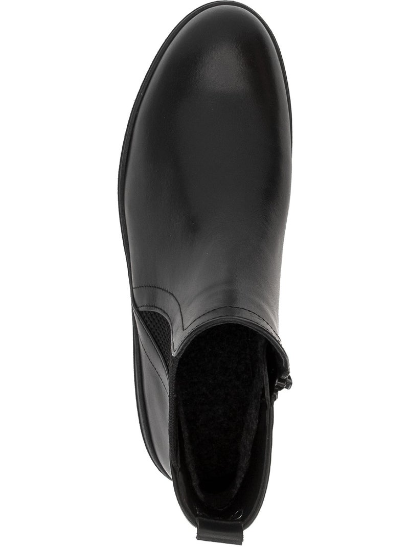 Bottines  en cuir lisse Noir Noir - Kiabi