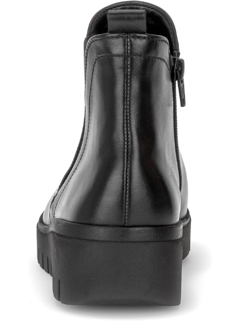 Bottines  en cuir lisse Noir Noir - Kiabi